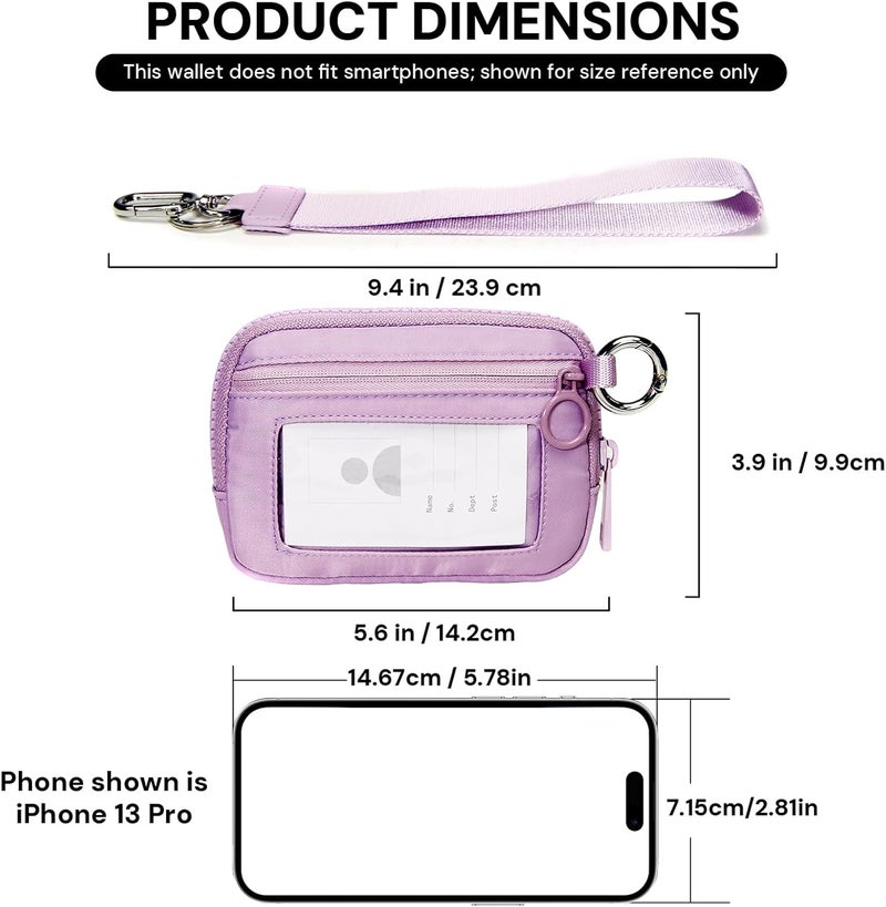 YDF Keychain Wallet for Women Mini Zip Card Holder with ID Window Coin Purse Detachable Wristlet Small Wallets Light Purple - Image 4